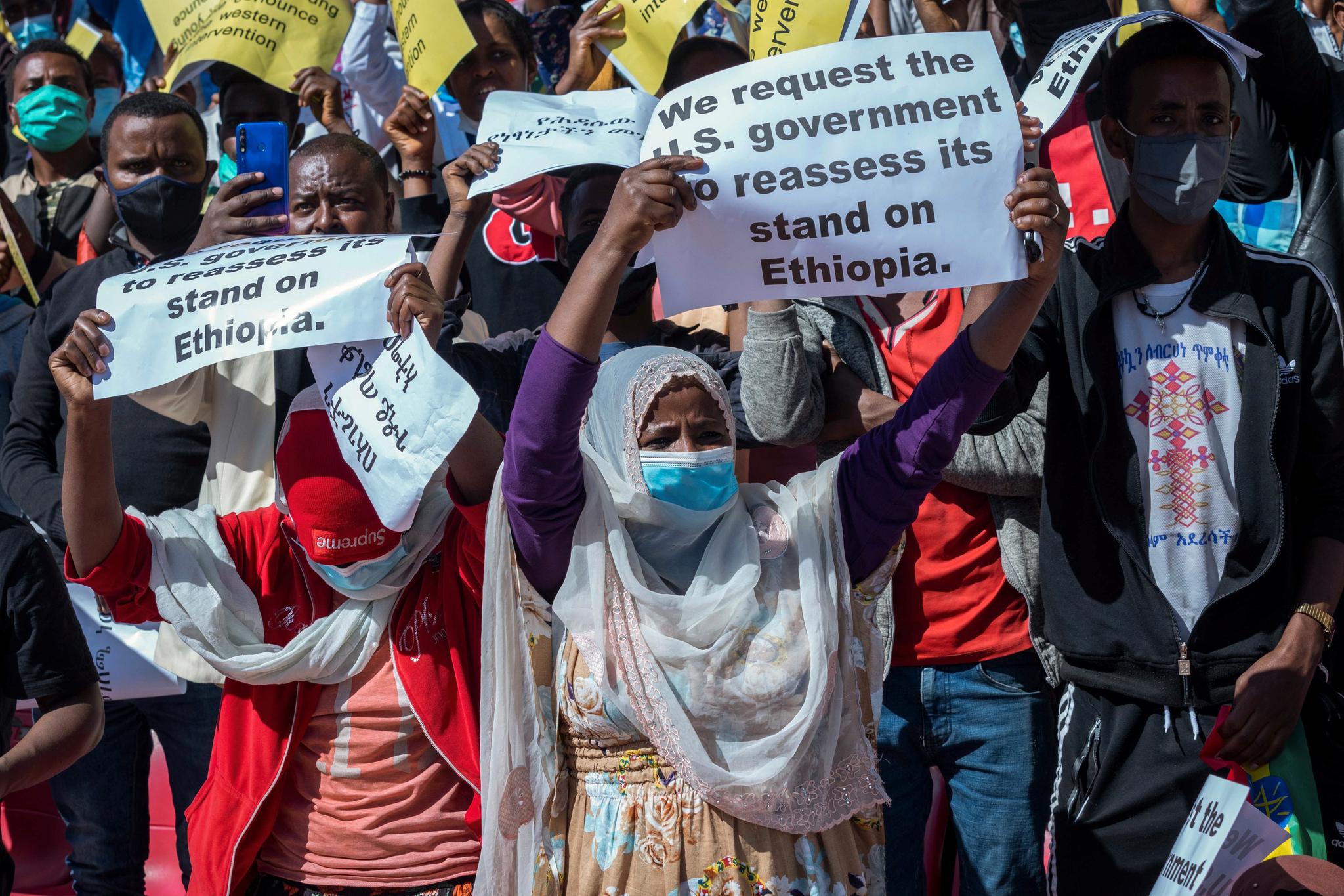 Etiopiere protesterte nylig i hovedstaden Addis Abeba mot det internasjonale presset mot den etiopiske regjeringen.