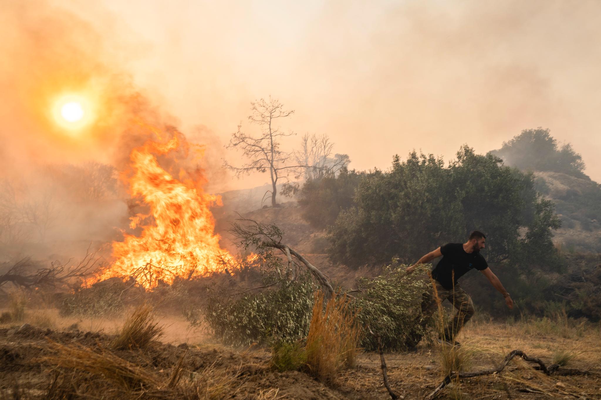 Rhodos i Hellas har vært spesielt utsatt for skogbranner i sommer.