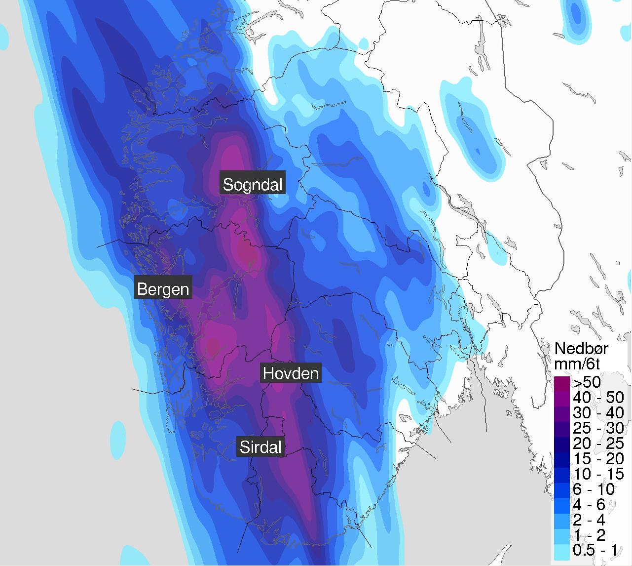 STORE MENGDER: Det kommer svært ustabile luftmasser inn mot Sør-Norge på tirsdag, og Meteorologisk institutt har sendt ut farevarsel. 