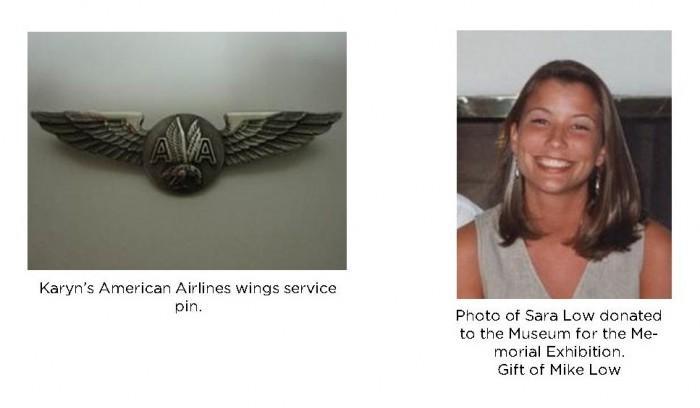 Den 28 år gamle flyvertinnen Sara Law var en av nesten 3000 mennesker som ble drept i angrepene for 20 år siden. Lørdag åpnet faren hennes, Mike Low, seremonien på åstedet i New York.  American Airlines-pinnen fikk faren av Saras kollega etter angrepet.