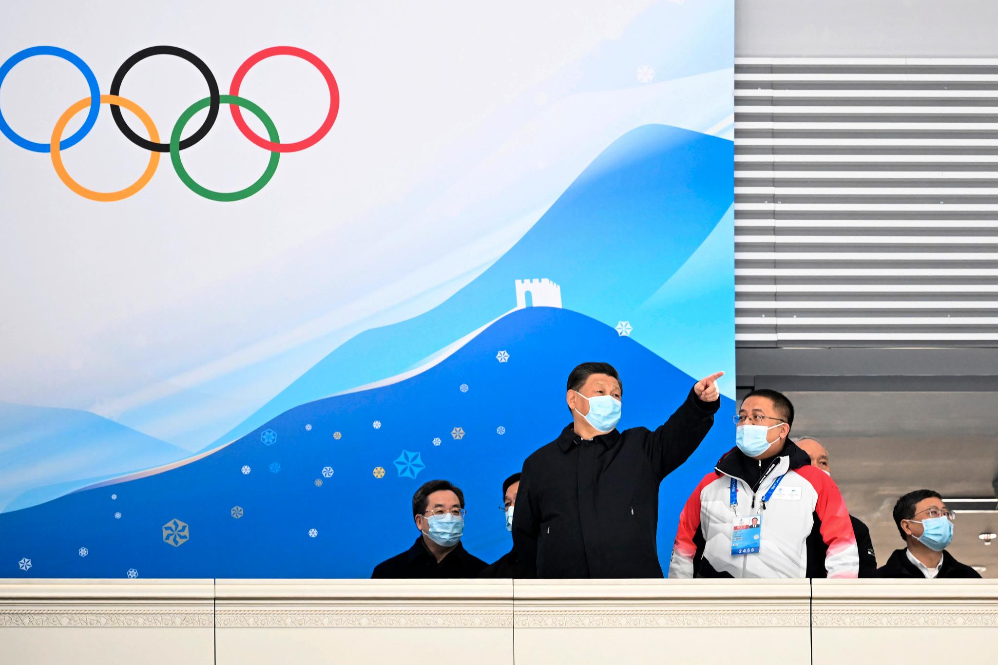 Kinas president Xi Jinping under et besøk til en skøytearena som skal brukes under vinter-OL. Bildet er fra 4. januar i år.