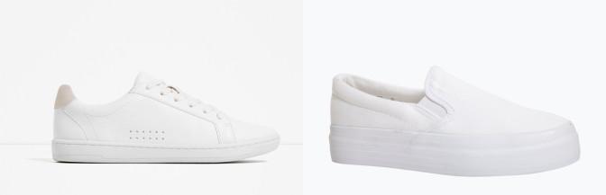 demwhite **Kule sneakers med lisser fra Zara 299 kr, sko med platå fra Ellos 299 kr. Foto: Produsentene**