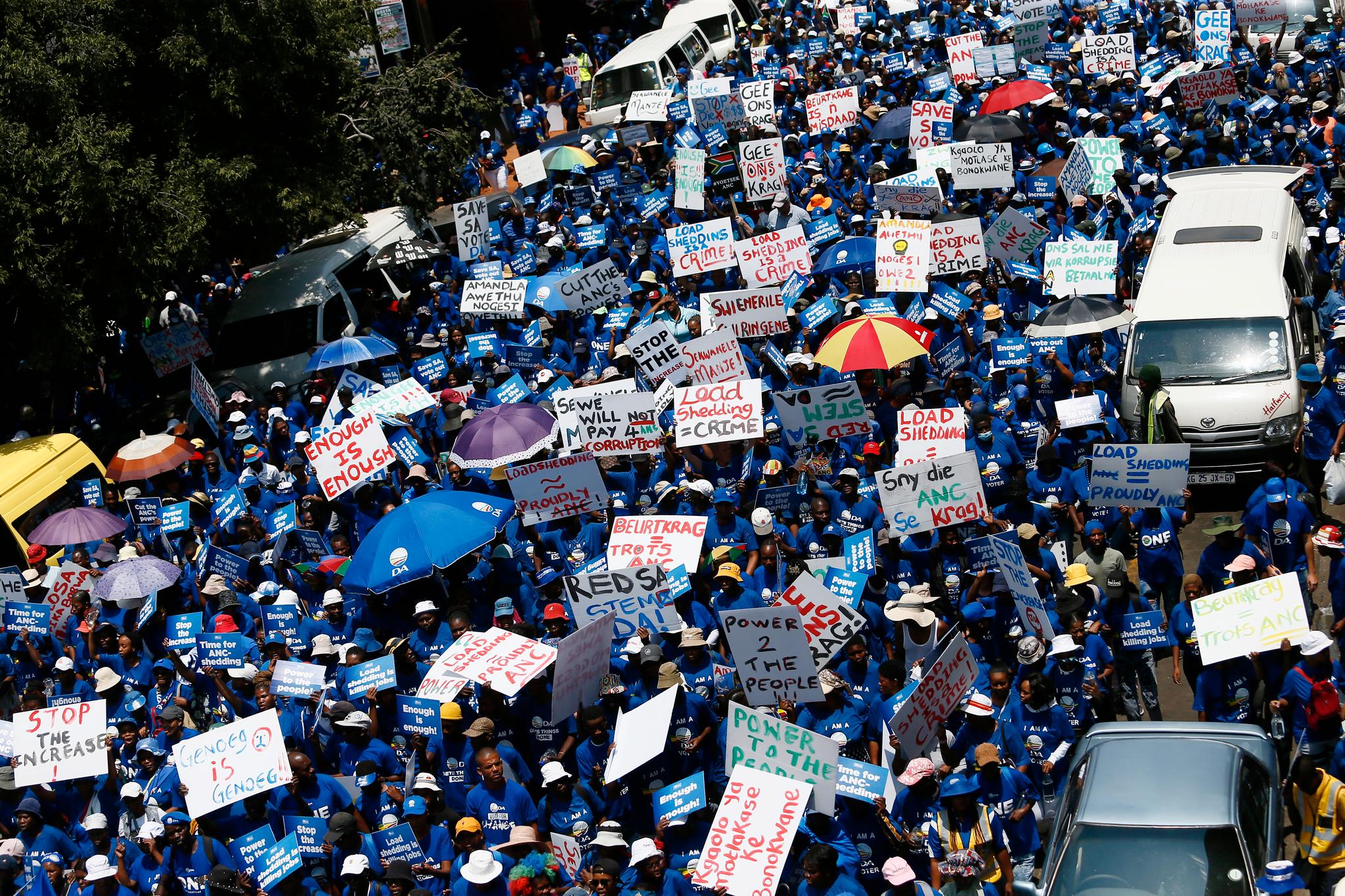  Demonstrasjoner i Johannesburg etter rekordstore strømkutt, januar 2023. 