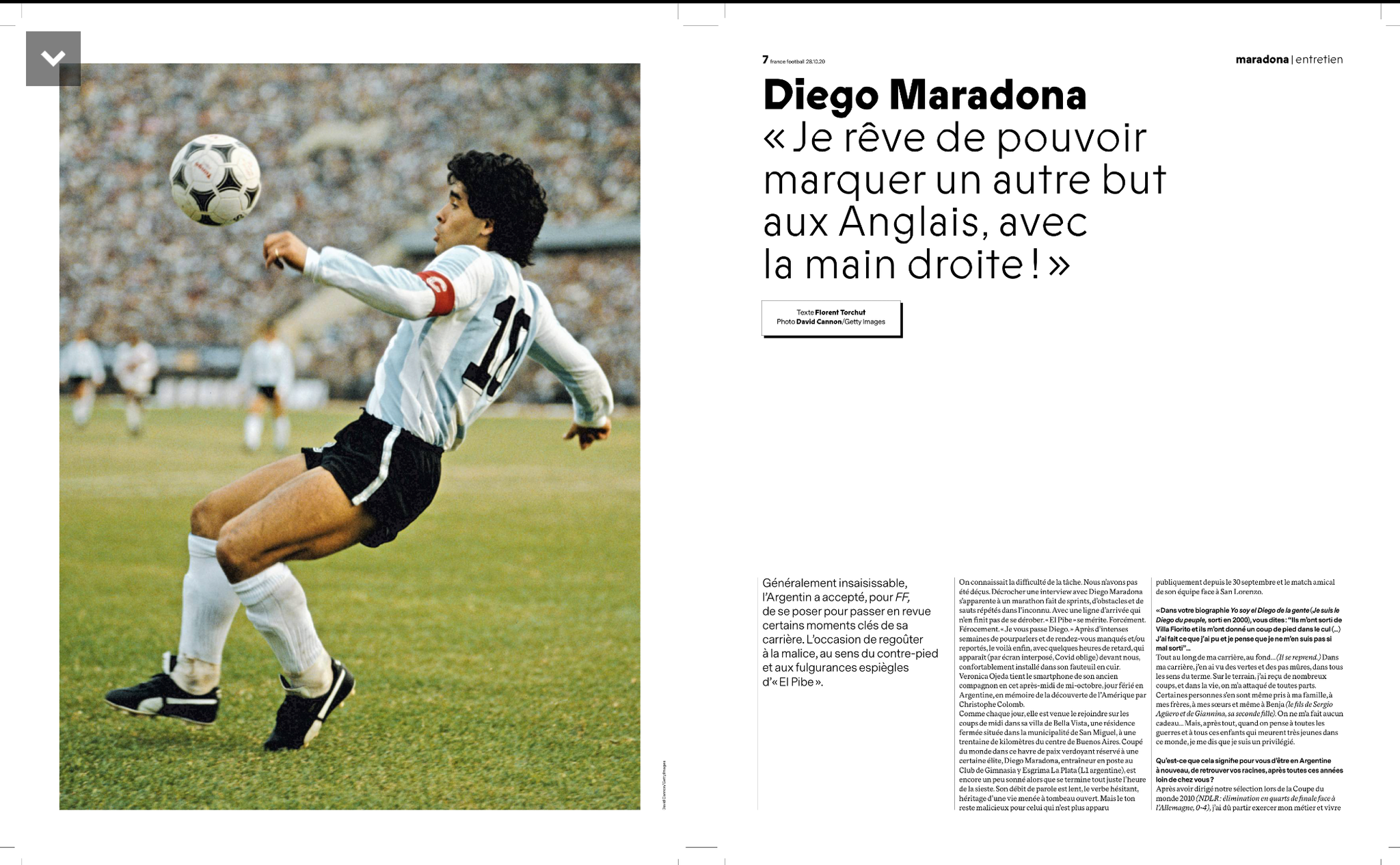 DET SISTE INTERVJUET: Diego Maradona snakket med France Football i et intervju publisert 28. oktober.