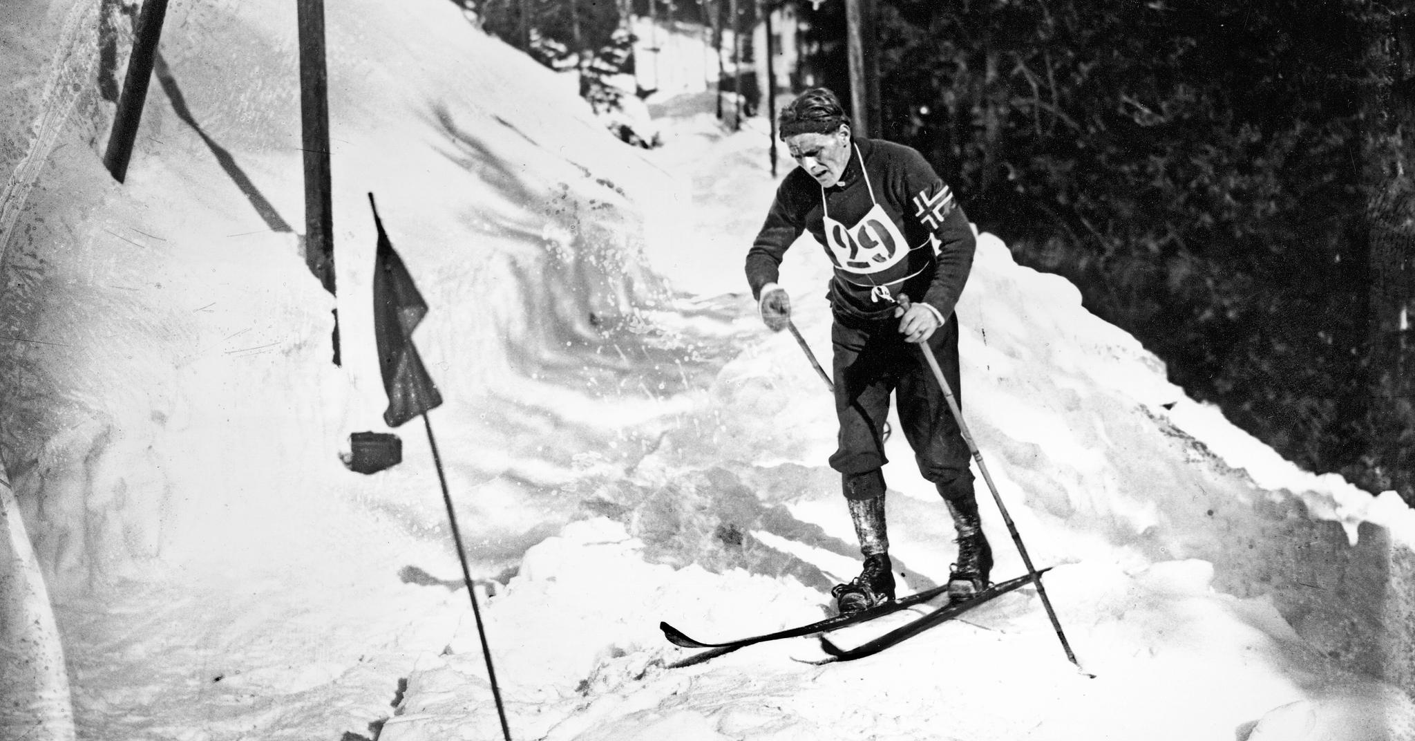Thorleif Haug under vinter-OL i Chamonix i 1924, der han tok tre gull.