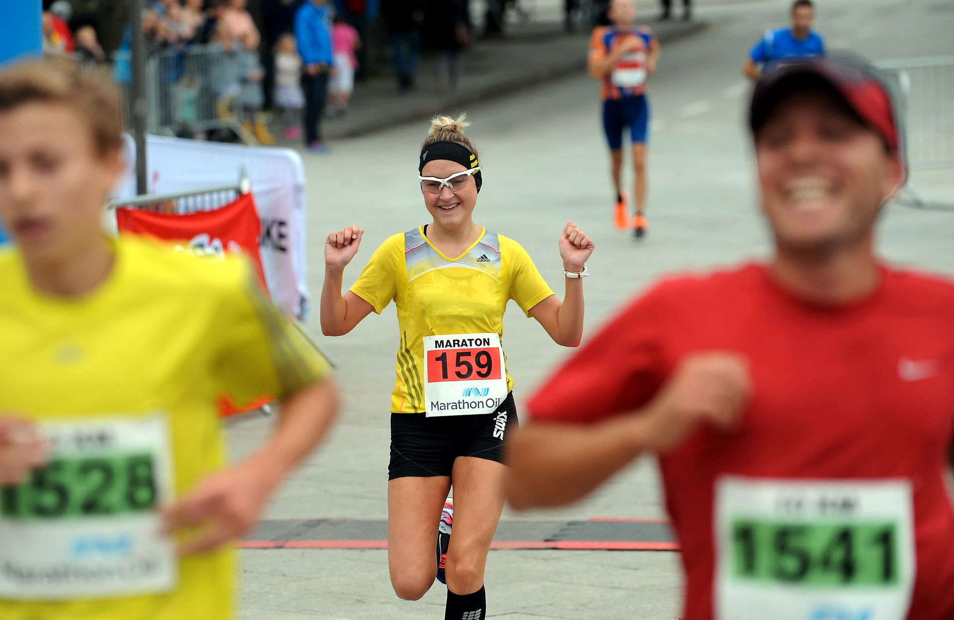 Cecilie Klungtveit har vunnet Stavanger Marathon fire år på rad. Her krysser hun målstreken og vinner sin klasse i 2014. 