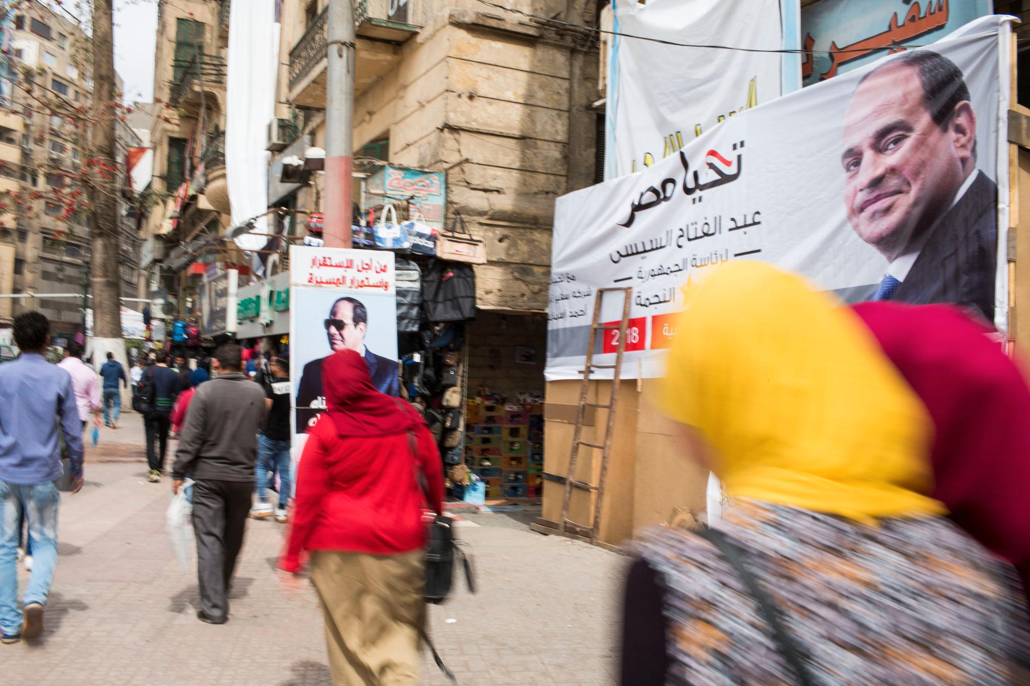 Folk i Kairo kan knapt gå en meter uten å se bilder av sittende president Abdel Fattah al-Sisi i forkant av presidentvalget den 26–28. mars.
