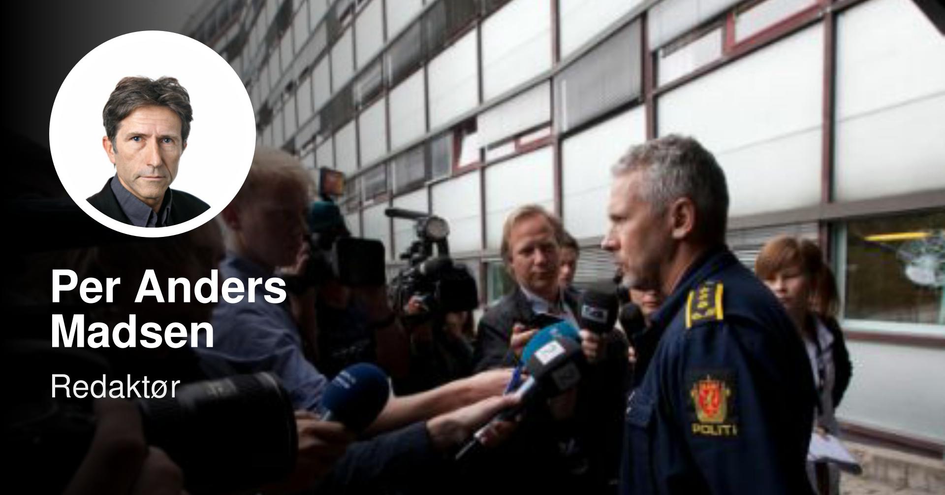 Beredskapstroppens daværende leder, Anders Snortheimsmoen, møter pressen fem dager etter terrorangrepet 22. juli 2011.