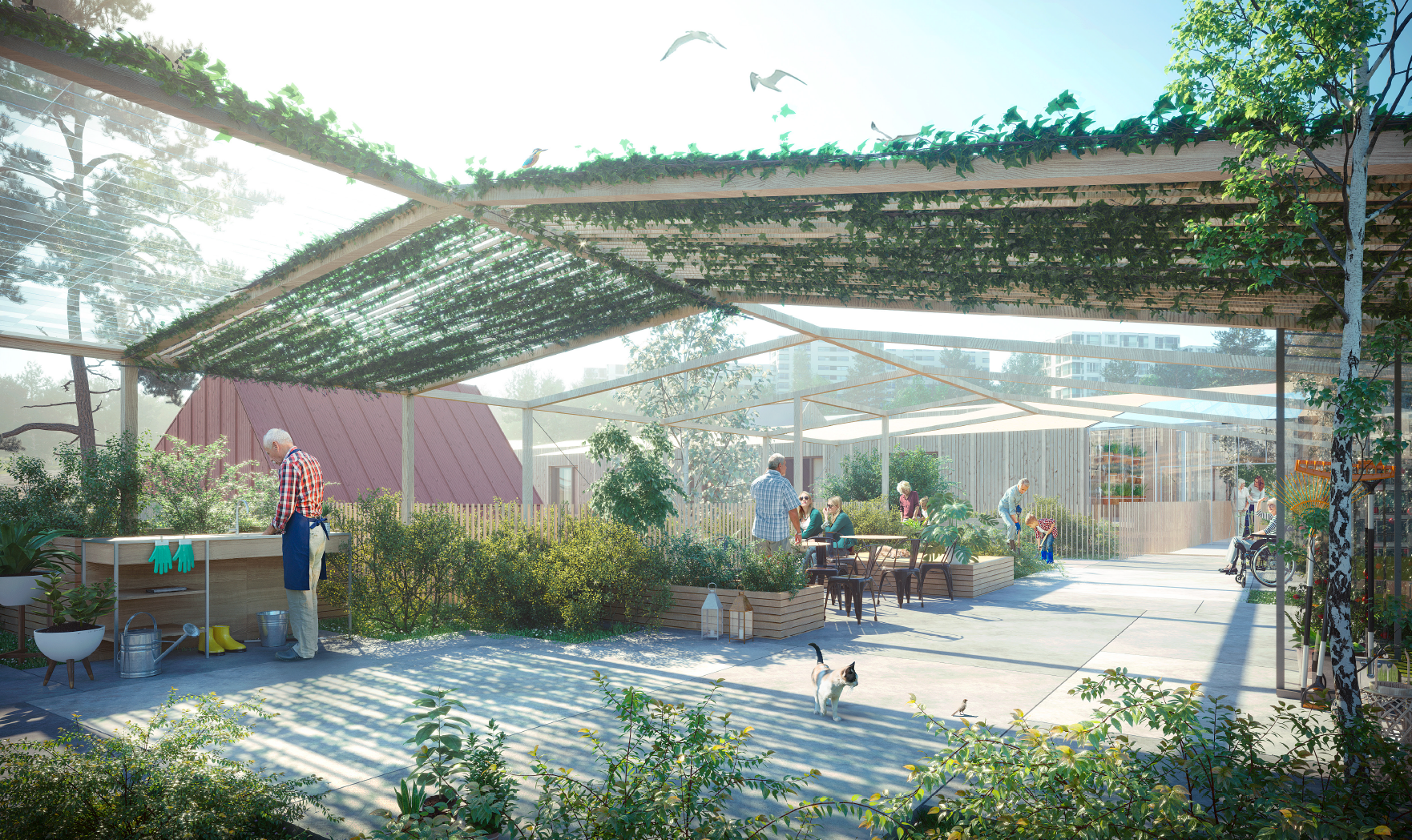 Beboerne skal også kunne grave i jorden og dyrke grønnsaker.   Arkitekten bak sykehjemmet ble valgt ut etter en arkitektkonkurranse arrangert av FutureBuilt. 