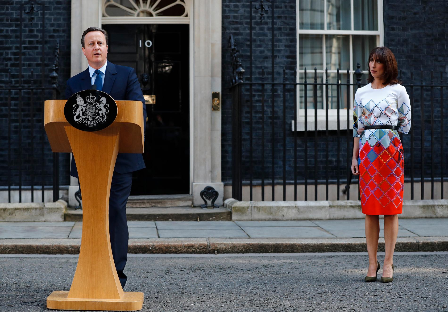 GÅR AV: Statsminister David Cameron fortalte folket at han vil gå av i løpet av et par måneder, som følge av nederlaget i EU-valget.