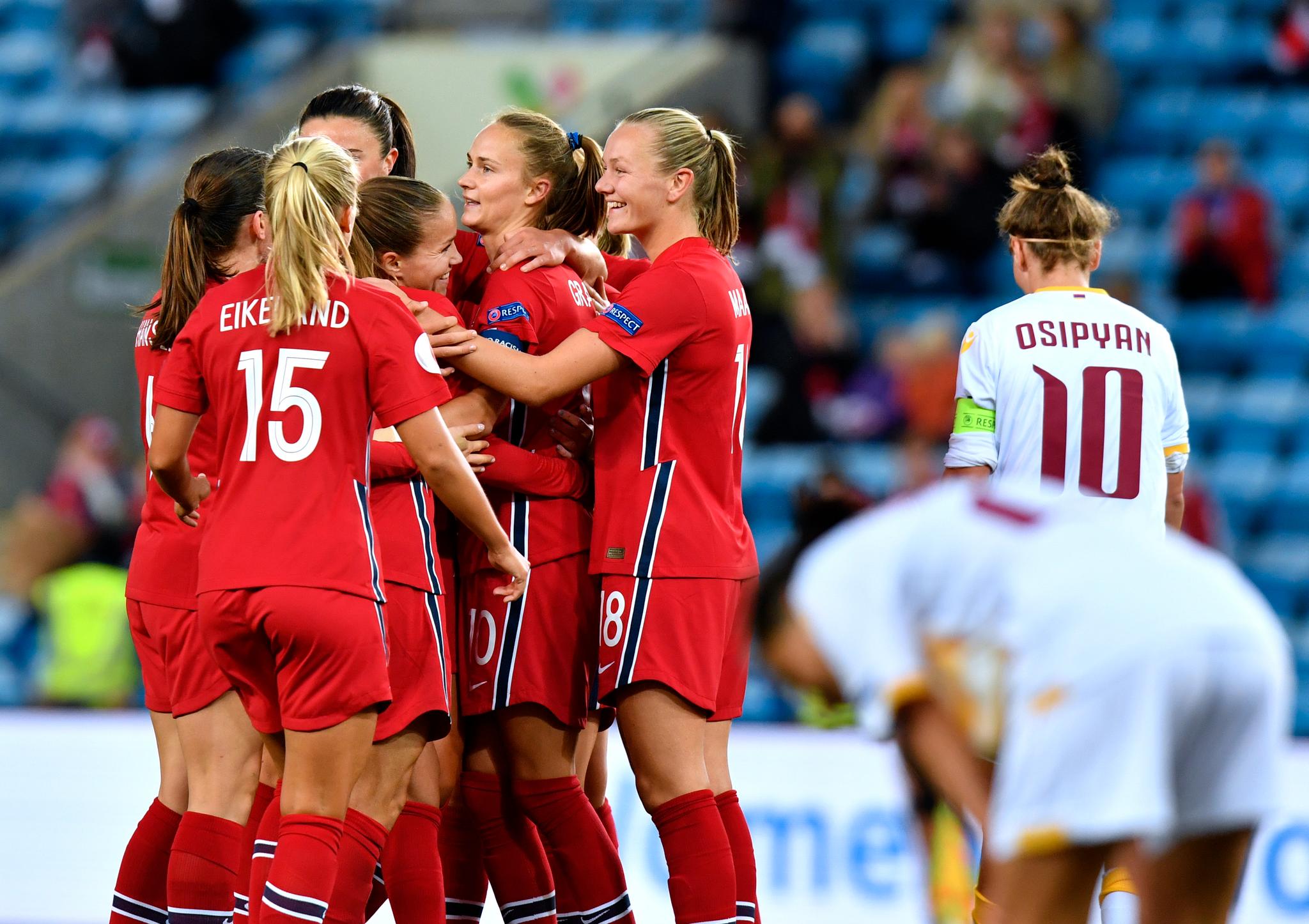 STORSEIER: Norge vant 10–0 hjemme mot Armenia i høst, én av 35 kamper som har endt i den europeiske VM-kvaliken som har endt med en seiersmargin på syv mål eller mer. 