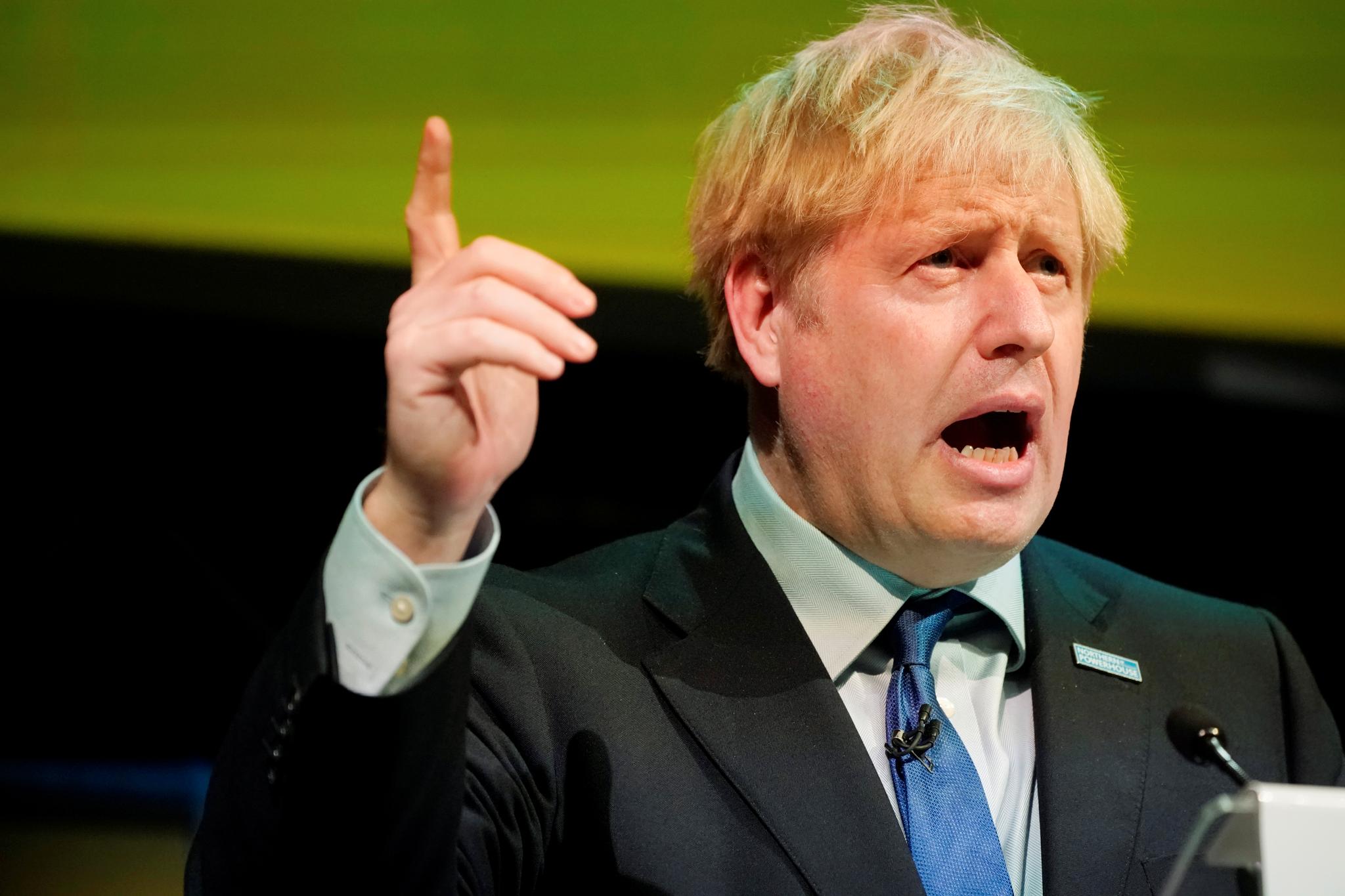 Statsminister Boris Johnson talte i Rotherham, Storbritannia, 13. september.