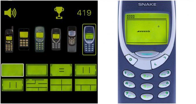 På Snake-appen til App Store kan man velge hvilken gammel Nokia-modell man skal spille med, og får deretter opp mobilen i sin helhet på skjermen. Foto: Printscreen fra Snake ’97