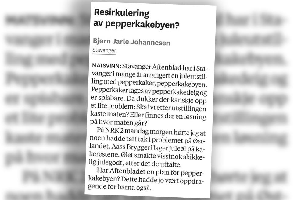 Leserinnlegget sto på trykk i Stavanger Aftenblad 21. november. 