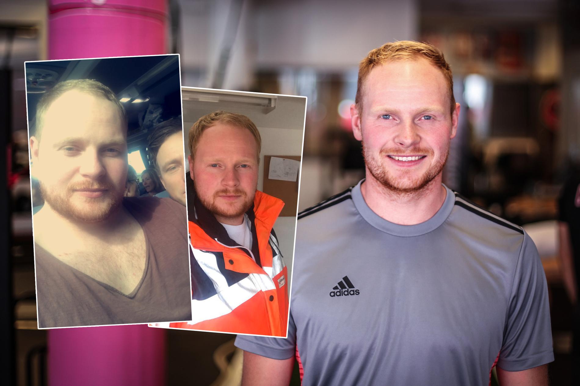 De to bildene til venstre er fra tiden Ulf Omdal veide nesten 120 kilo. Bildet til høyre er fra Vipers Akademiets treningssenter denne uka.