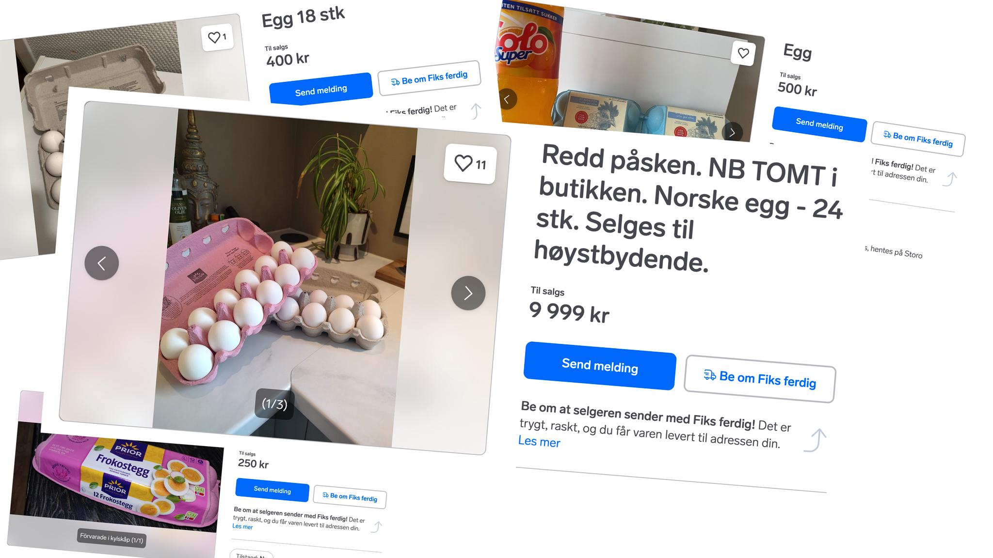 Eggmangel i butikkene: Selges til høystbydende på Finn.no