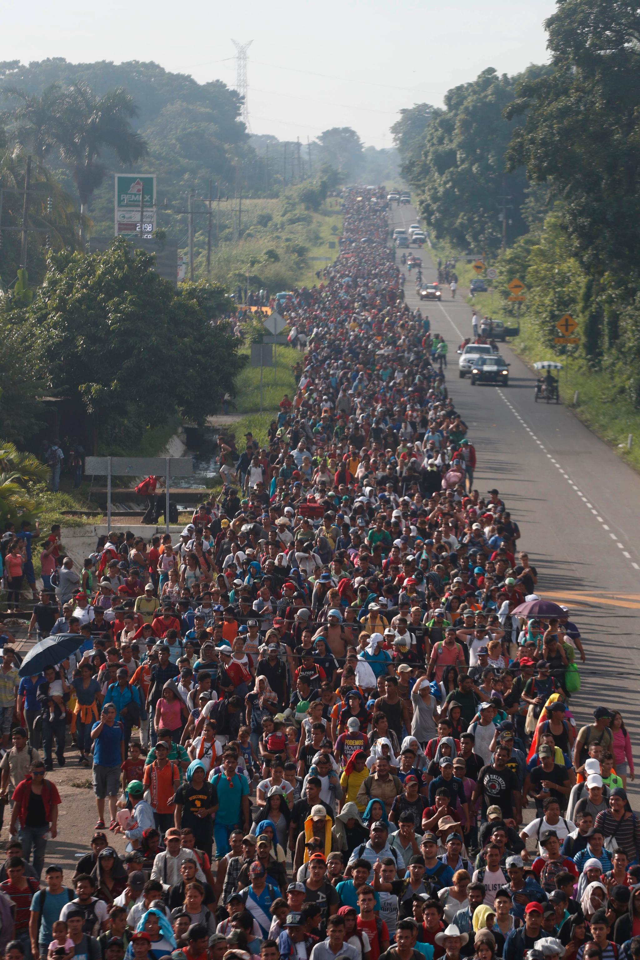 Søndag var karavanen på omtrent 5000 mennesker sør i Mexico. 