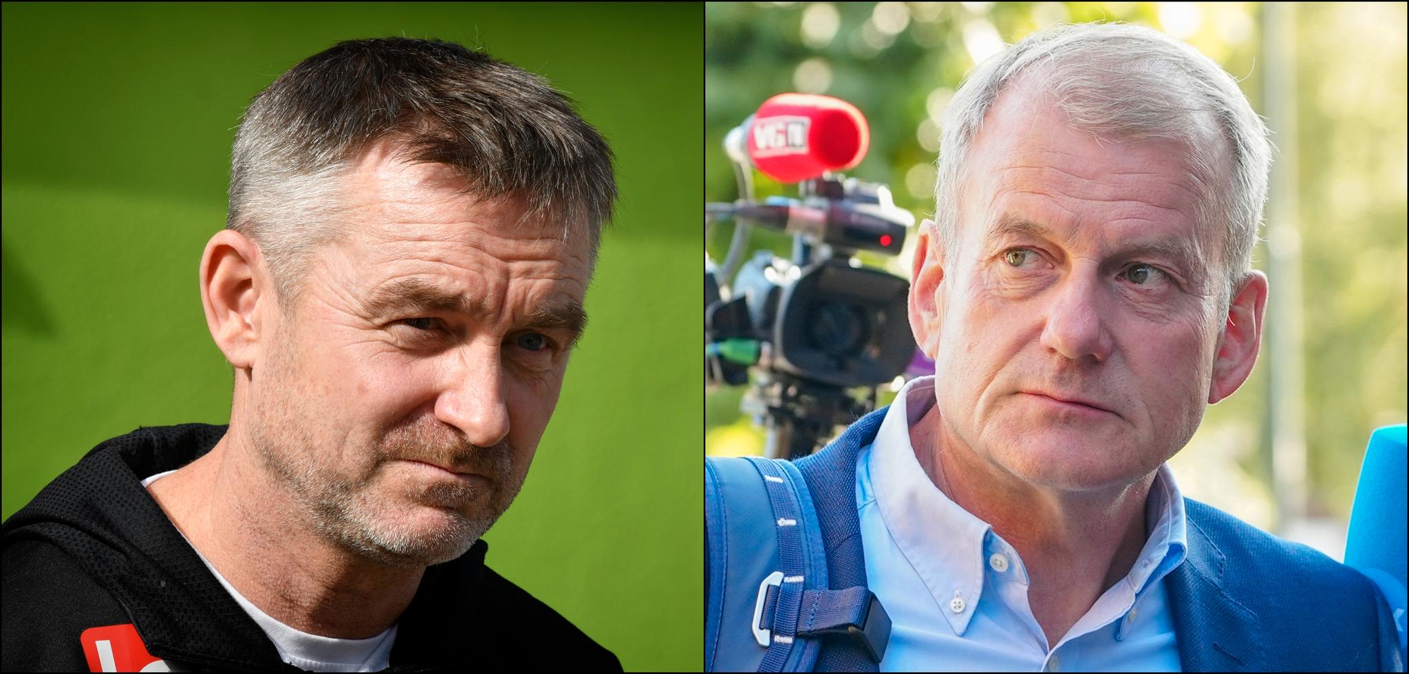 IKKE PERLEVENNER: Landslagssjef i hopp Clas Brede Bråthen (t.v.) lå i konflikt med blant andre skipresident Erik Røste i fjor. 