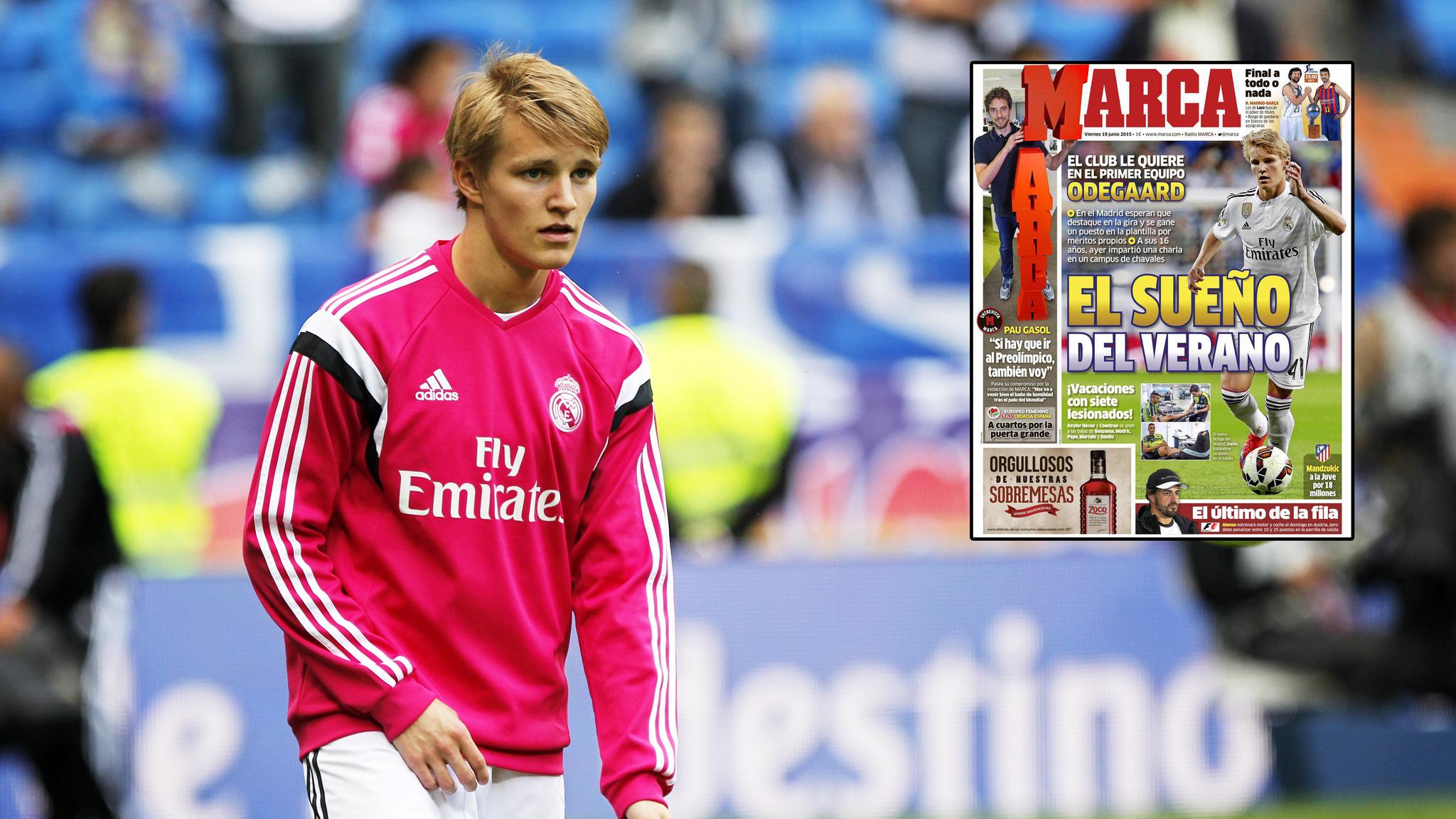 Fredag pryder Martin Ødegaard forsiden av Spanias største avis. Selv ikke da han signerte for Real Madrid, fikk han så mye plass.