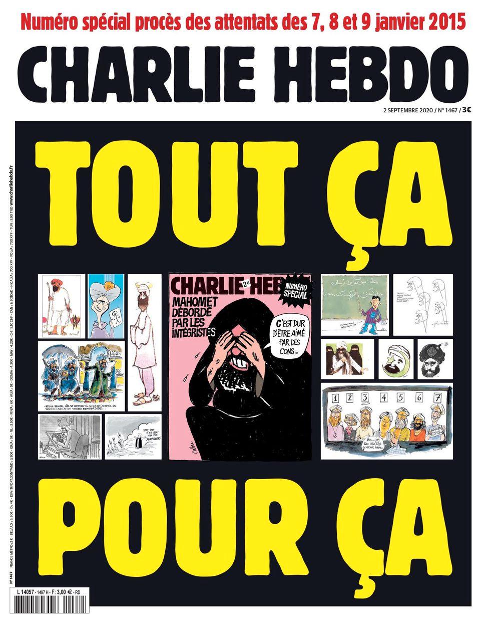 Dette er forsiden til Charlie Hebdo 2. september, som fortsetter å skape reaksjoner.