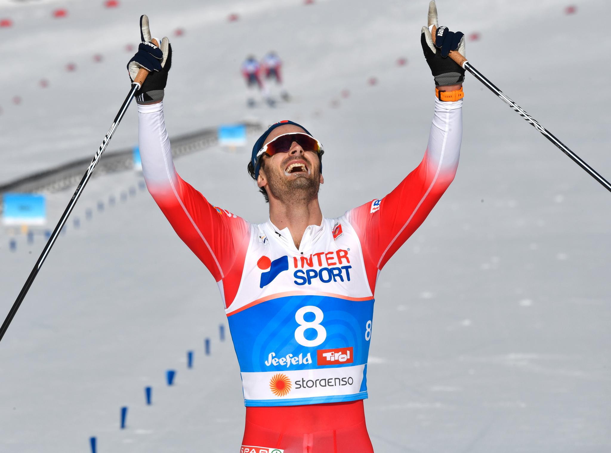 FEMMILSGULLET: Hans Christer Holund ble for første gang verdensmester individuelt på femmila i Seefeld i 2019.