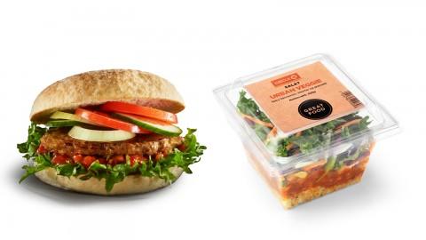 VEGGIE: Vegetarburger og salat med kikerter er noe av det Circle K kan tilby til kunder som vil gå meat-free.