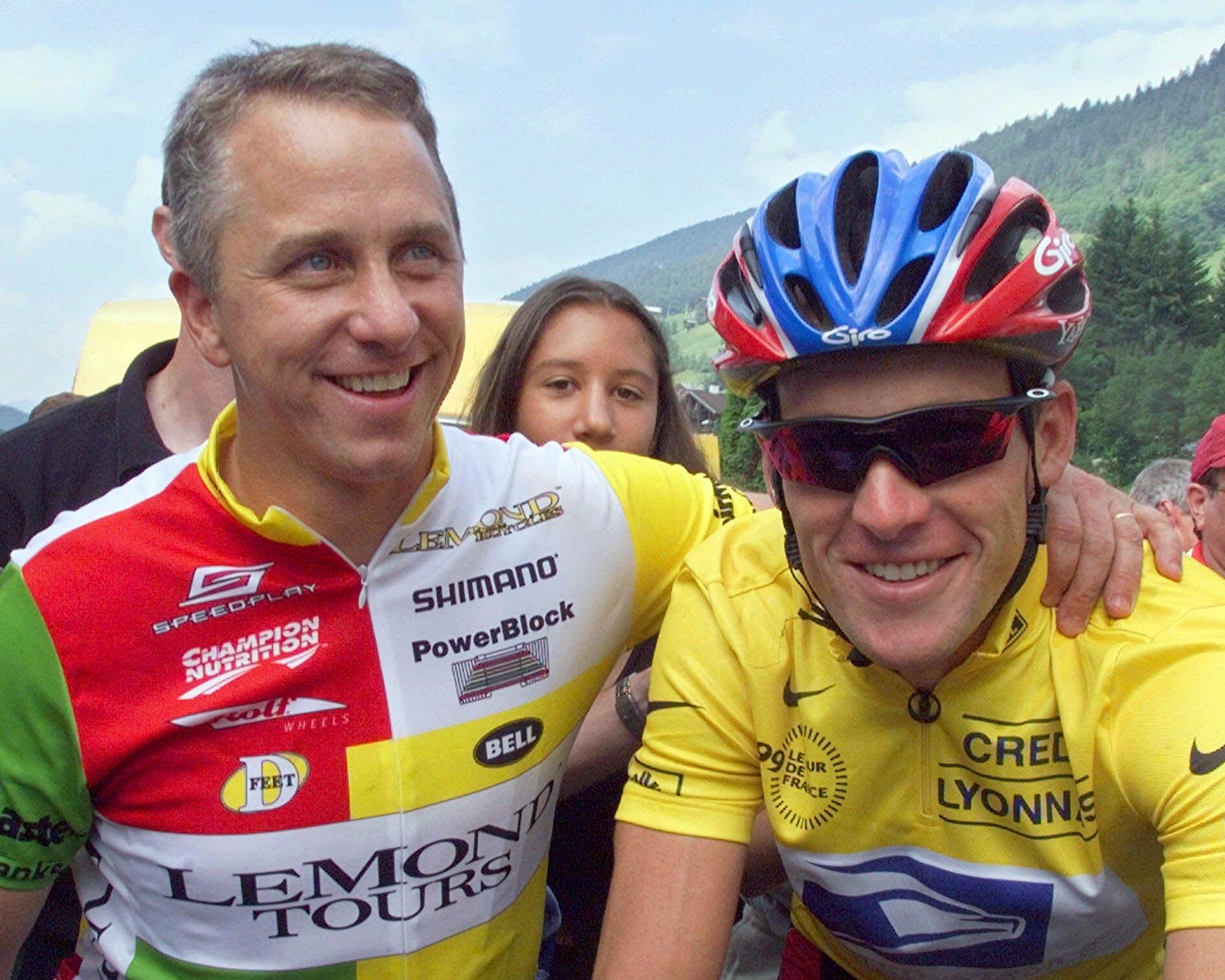 Greg LeMond og Lance Armstrong sammen i lykkelige dager. Senere kjølnet forholdet de to i mellom. For å si det forsiktig.