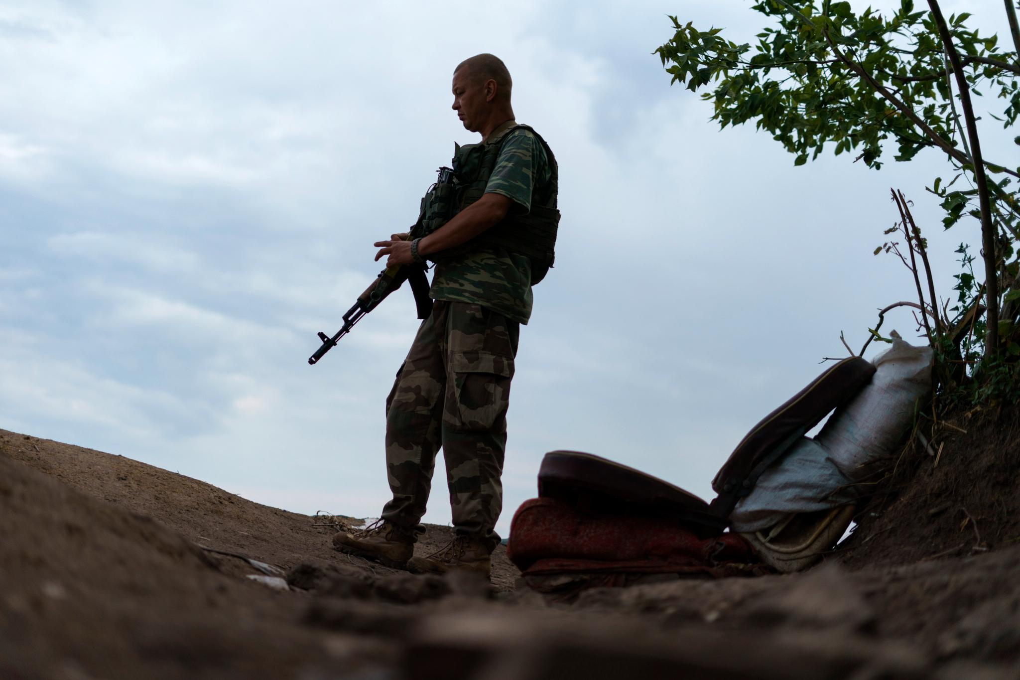 En ukrainsk soldat i utkanten av Slavjansk 5. august. 