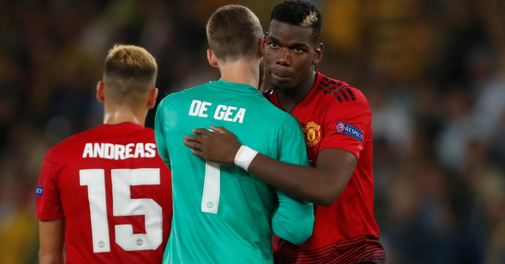 Paul Pogba og Manchester United slo sveitsiske Young Boys 3–0 på bortebane i går. 