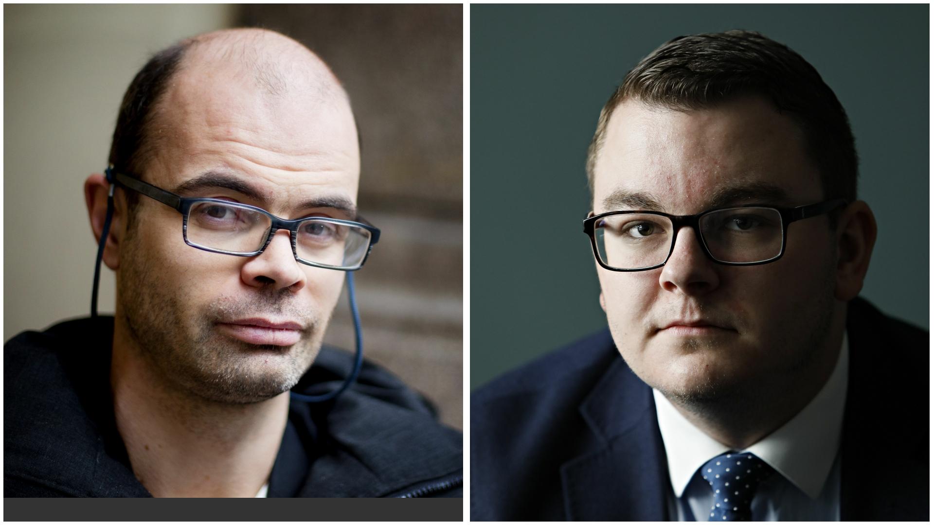Hans Olav Lahlum og Espen Teigen (Frp) er to profilerte kandidater som ikke kom inn på Stortinget. 