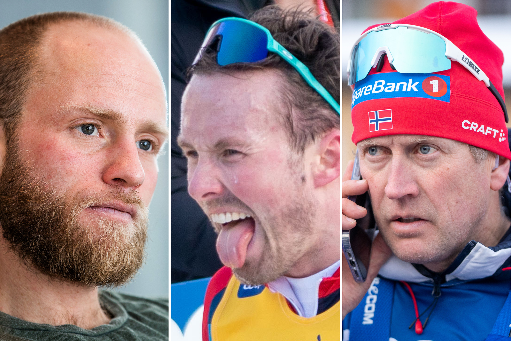 UENIGE: Viaplay-ekspert Martin Johnsrud Sundby, langrennsløper Emil Iversen og langrennssjef Espen Bjervig. 