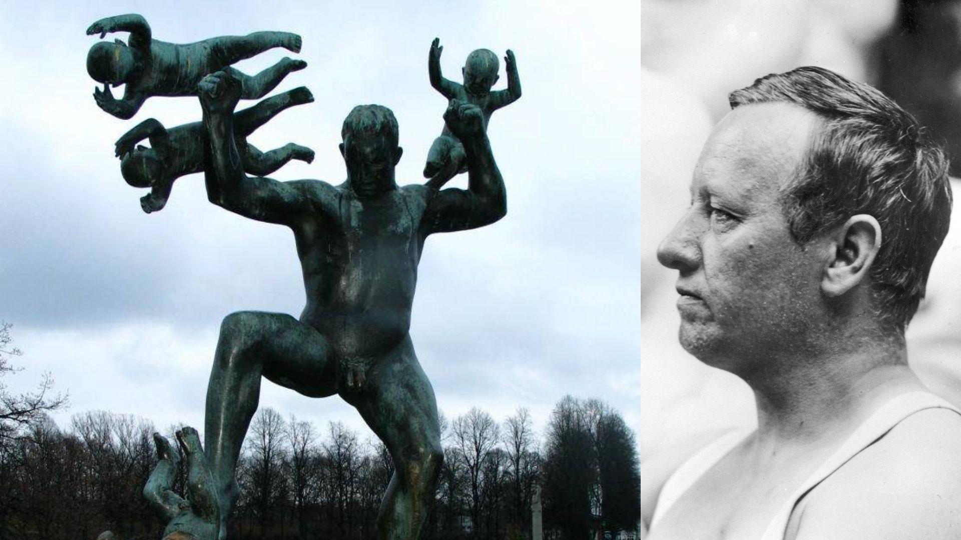 Gustav Vigelands (innfelt) parkskulpturer er feilaktig blitt stemplet som fascistiske, skriver kunsthistoriker Jan Kokkin. 